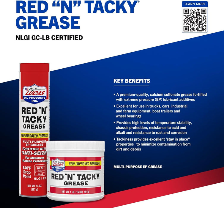 Lucas Oil 10005 Red N Tacky Grease, 14 Ounce Cartridge (Pack of 10)