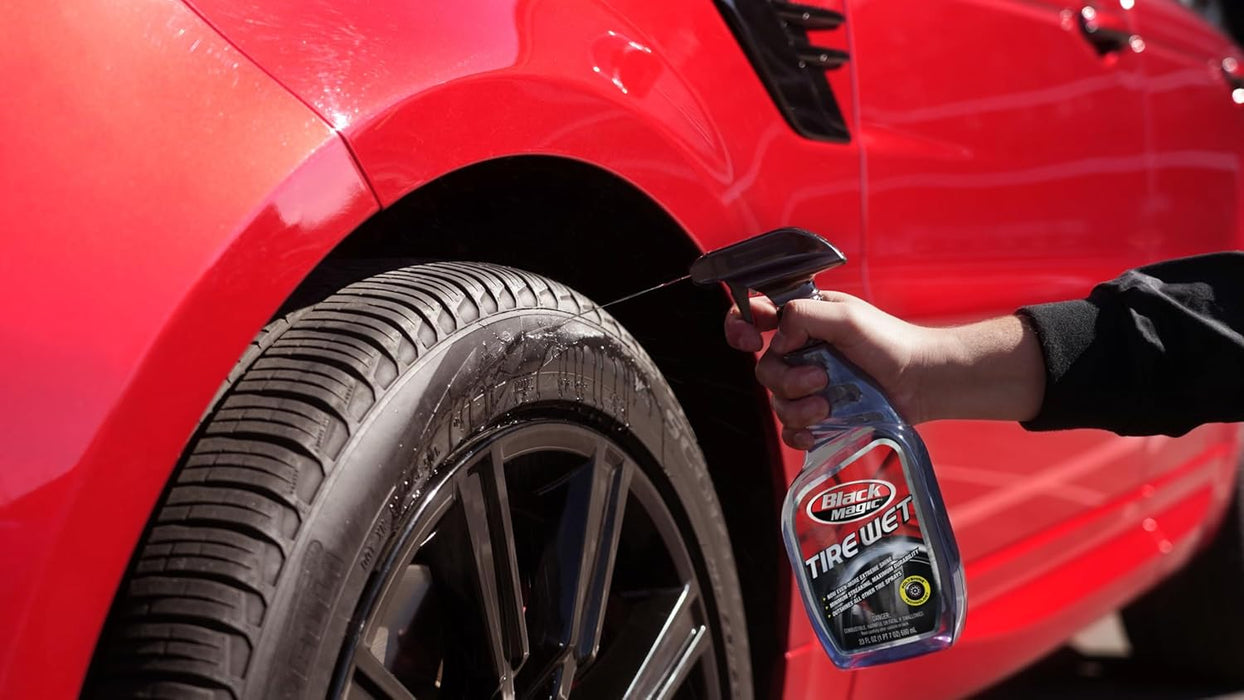 Black Magic BM23 Tire Wet, Specially Formulated Tire Shine Applicator Cleaner to Keep Them Looking Wet, Black, and Glossy with One Quick Spray, 23 Fl Oz. (Pack of 2)