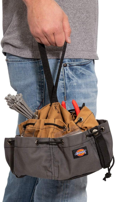 Dickies 57004 12-Pocket Drawstring Work/Tool Bag, Heavy-Duty Drawstrings for Quick-Closure, Snap-Secured Tape Strap, Durable Canvas Construction