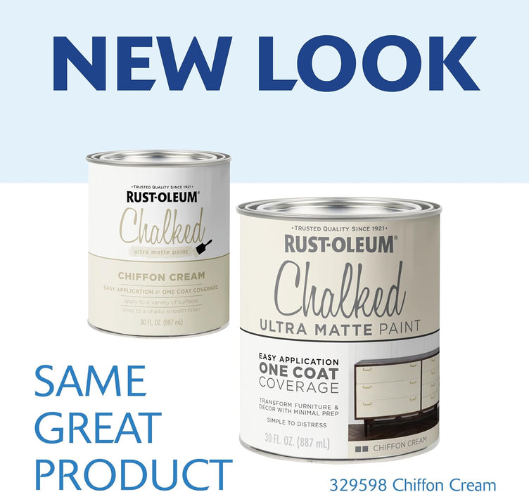 Rust-Oleum Chiffon Cream Chalked All-in-One Ultra Matte Paint - Chiffon Cream - 30 Ounce (Pack of 1)