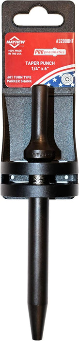 Mayhew Tools 32000HT Pneumatic Taper Punch, 1/4" x 6" Hang Tag, Black Oxide Finish