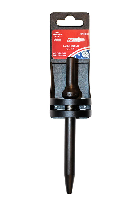 Mayhew Tools 32000HT Pneumatic Taper Punch, 1/4" x 6" Hang Tag, Black Oxide Finish