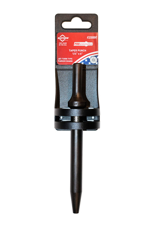 Mayhew Tools 32000HT Pneumatic Taper Punch, 1/4" x 6" Hang Tag, Black Oxide Finish