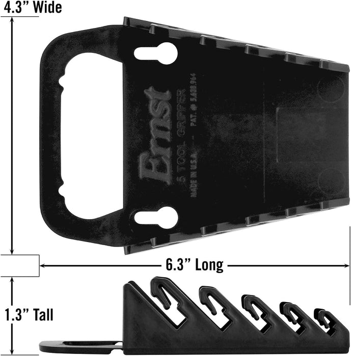 Ernst Manufacturing Gripper Wrench Organizer, 5 Tool, Black