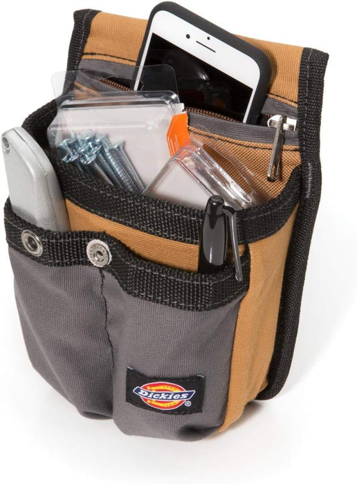 Dickies 57005 Zipper Pocket Canvas Pouch for Tool and Work Belts, Four Pockets, Cushioned Pocket