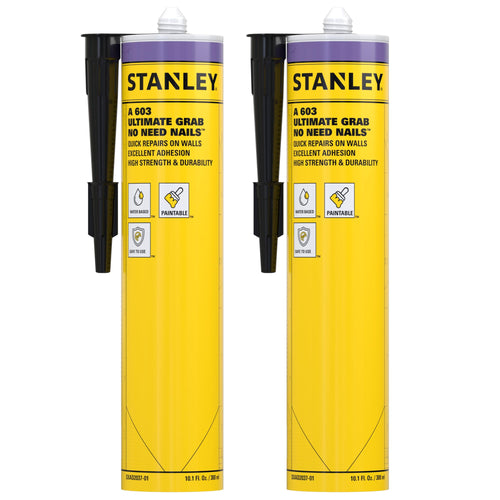 Stanley A603 Ultimate No Nail Grab Adhesive, White, 10.1 fl oz (Pack of 2)