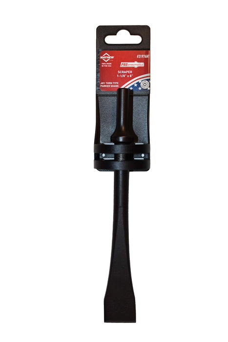Mayhew Tools 31976HT Pneumatic Scraper, 1-1/8" x 8" Hang Tag, Black Oxide Finish