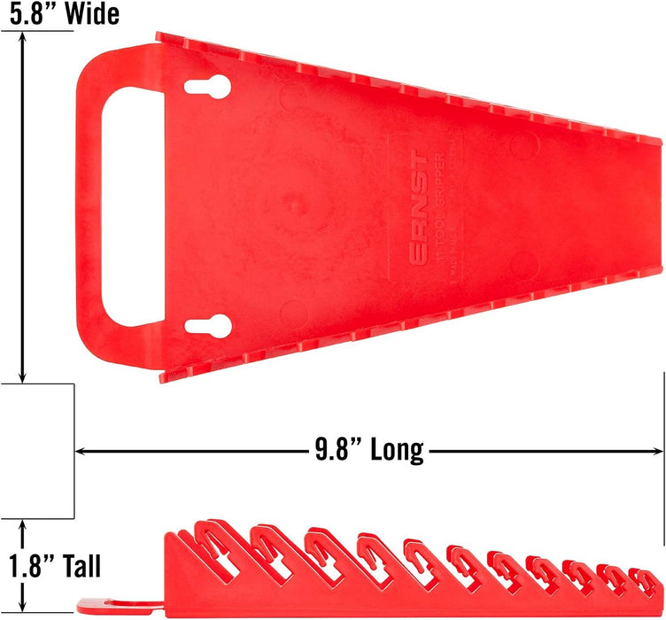 Ernst Manufacturing 5086 Gripper Wrench Organizer, 11 Tool, Red