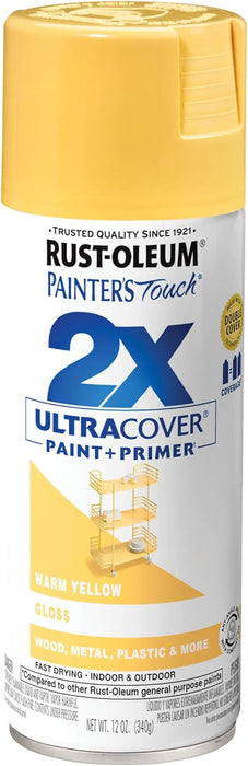 Rust-Oleum 249091 Painter's Touch 2X Ultra Cover Spray Paint, 12 oz, Gloss Warm Yellow (Pack of 1)
