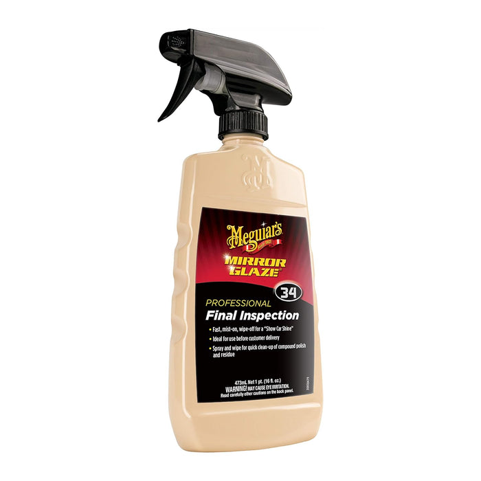 Meguiar's Professional Final Inspection M3416 - Detailer Spray for Removing Light Dust, Contaminants, Smudges and Finger Prints, Car Detailer Spray Effective as a Clay Bar Lubricant, 16 Oz
