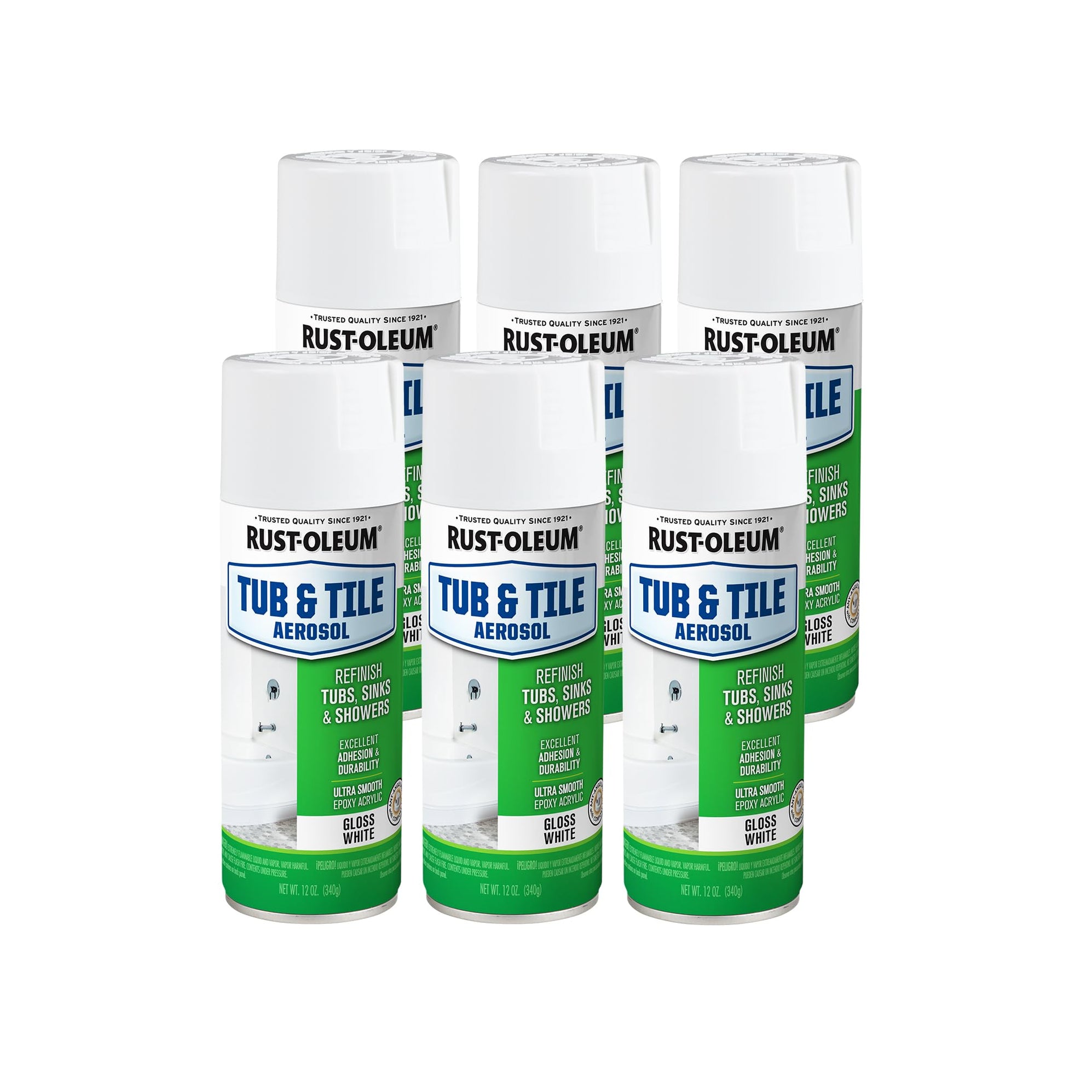 Rust-Oleum 280882 Specialty Tub & Tile Spray Paint, 12 oz, White (Pack ...