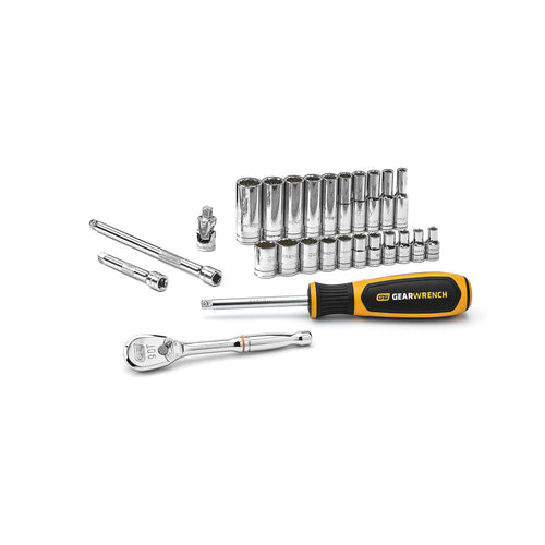 GEARWRENCH 80313 26 Pc. 1/4" Drive 12 Pt. Standard Mechanics Tool Set, SAE