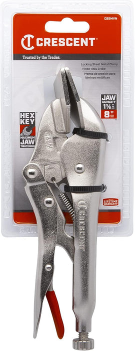 Crescent C8SMVN Locking C-Clamp with Swivel Pad Tips, Heavy-Duty Adjustable Clamp with Hex Key Recess & Compound Action, 11"