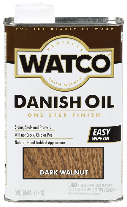 Rust-Oleum Watco 242220 Danish Oil Wood Finish, Quart, Dark Walnut, Low VOC