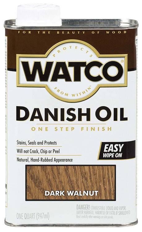 Rust-Oleum Watco 242220 Danish Oil Wood Finish, Quart, Dark Walnut, Low VOC