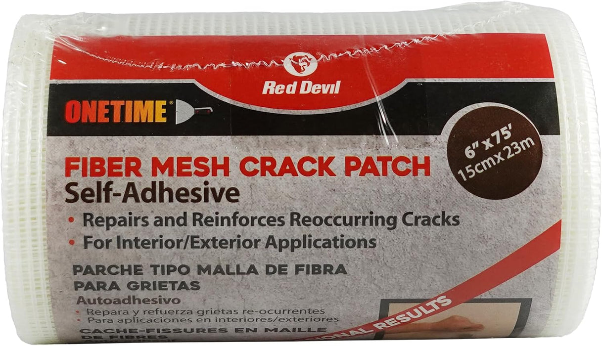Red Devil 1226 Onetime Fiber Mesh Crack Patch 6" x 75' Wall Repair Fabric, White (Pack of 1)