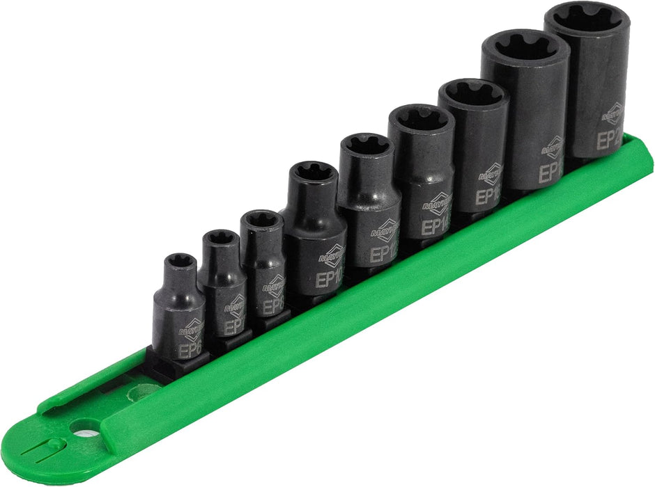 Mayhew Tools 16027 Inverted Torx Plus Socket Bit Set, 9-Piece, Black Oxide Finish, polished chrome Polished Chrome 9-Piece Inverted Torx