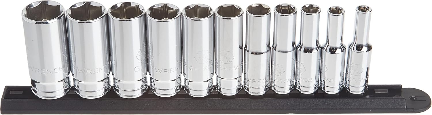 GEARWRENCH 11 Pc. 3/8" Drive 6 Pt. Deep Socket Set, SAE - 80555