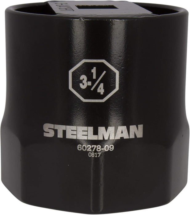 Steelman 60278-09 3-1/4-Inch 8-Point Automotive Wheel Locknut Socket, 3/4-Inch Drive, Durable Steel, Corrosion-Resistant Black Powder Coating, Laser Etched Callouts
