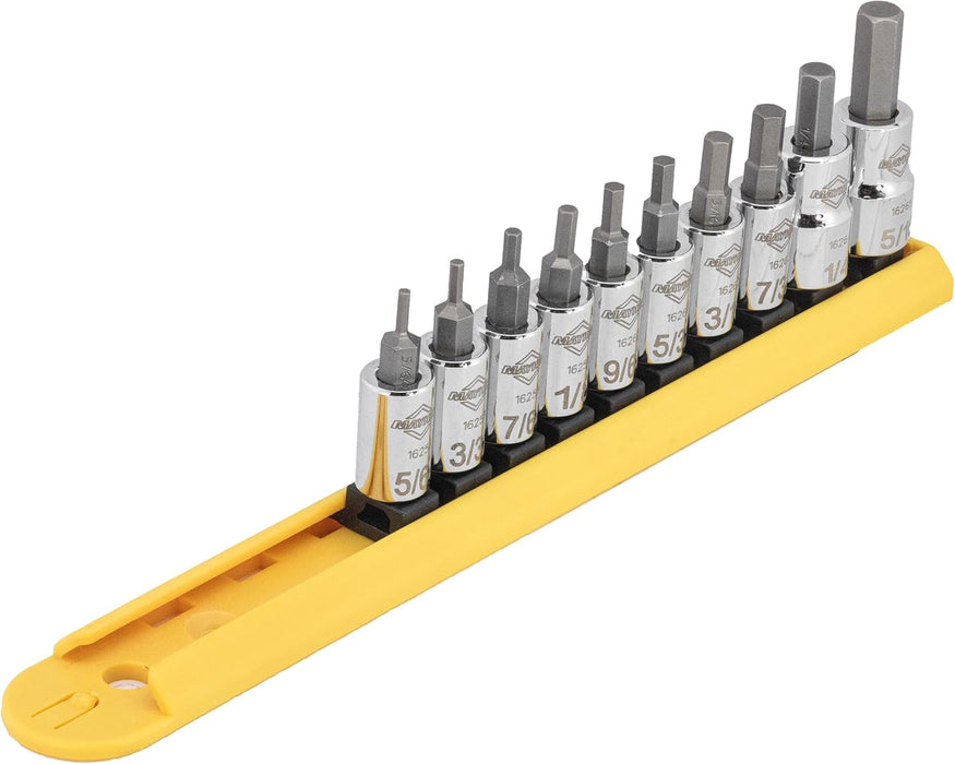 Mayhew Tools 16017 SAE Hex Socket Bit Set, 10-Piece, Polished Chrome