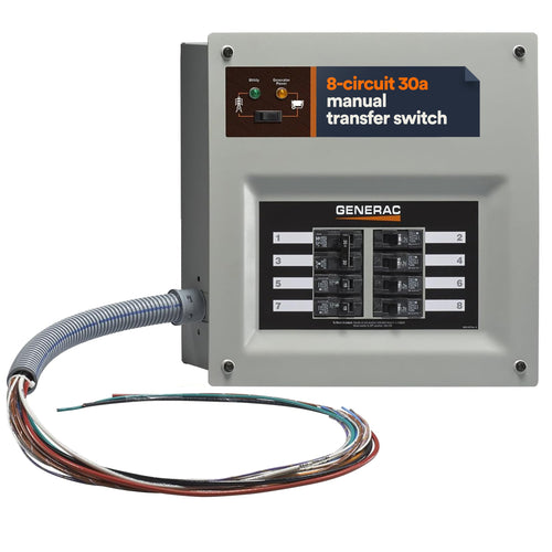 Generac (6853) HomeLink Upgradeable 30 Amp Transfer Switch Kit - Reliable Power Solution for Homes - 10' Cord and Resin Power Inlet Box Switch Kit 30-Amp + Resin PIB