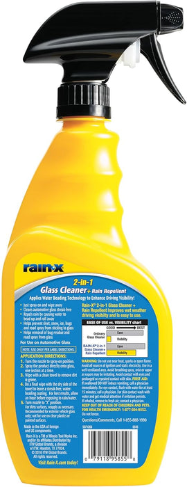 Rain-X 5071268-2 2-in-1 Glass Cleaner and Rain Repellant, 23 oz. (Pack of 2)