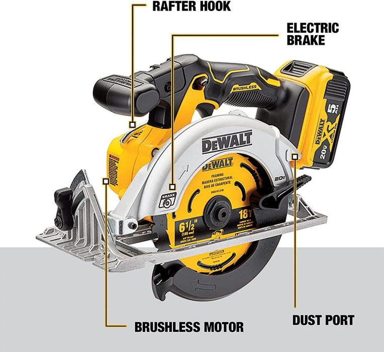 DEWALT DCS565P1 20V MAX Circular Saw, 6-1/2-Inch, Cordless, Battery and Charger Included