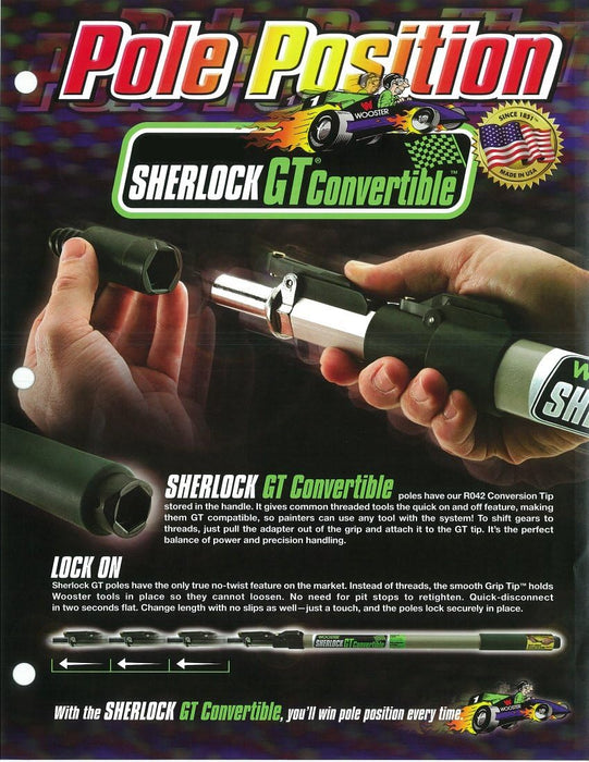 Wooster Brush SR097 Sherlock GT Convertible Extension Pole, 1-2 Feet, Silver/Black