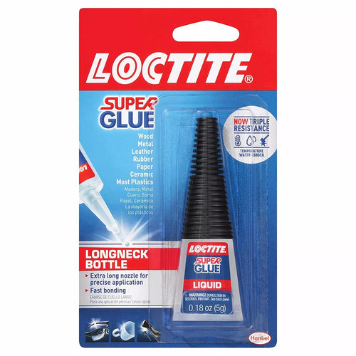 Loctite Super Glue Liquid Longneck Bottle, Clear, 0.18 fl oz Bottle, Superglue for Plastic, Wood, Metal, Crafts & Repair, Cyanoacrylate Adhesive Instant Glue, Quick Dry (Pack of 6)