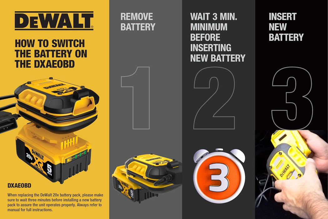 DEWALT DXAEOBD Professional 1 Amp Battery Maintainer for Use with 20V Lithium Battery Pack