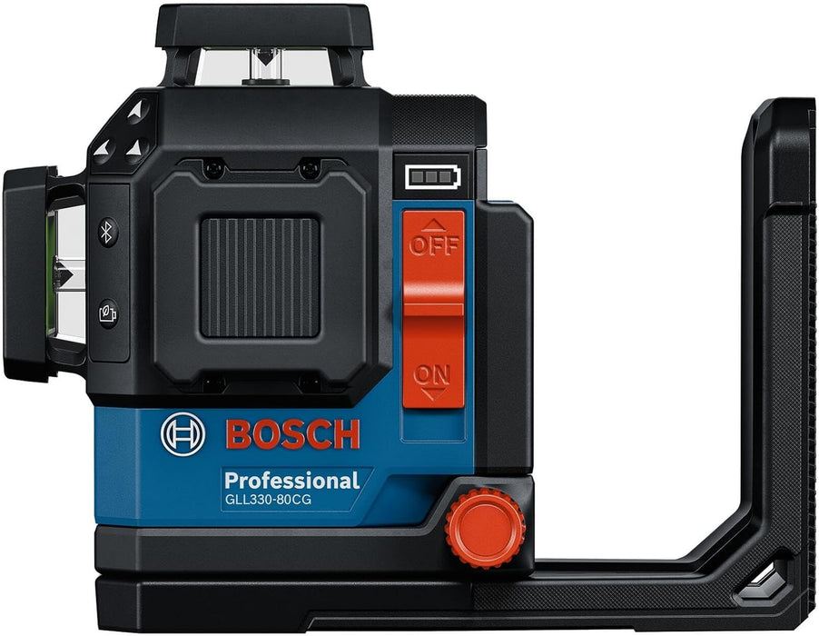 BOSCH GLL330-80CGN 18V 360º Connected Green-Beam Three-Plane Leveling and Alignment Laser - Versatile, High-Visibility Laser with VisiMax Technology and Bluetooth Connectivity (Bare Tool)