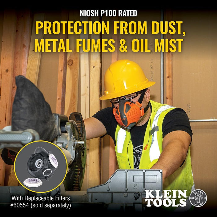 Klein Tools 60552 P100 Half-Mask Respirator, M/L