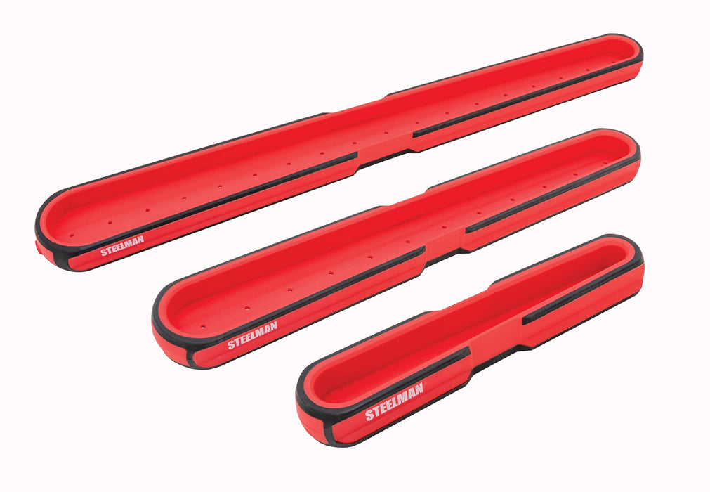 Steelman 75108 3-Piece Magnetic Socket Storage and Parts Accessory Tray Set, Small (6-Inch), Medium (12-Inch), and Large (18-Inch)