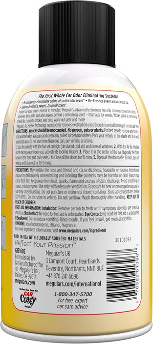 Meguiar's G191602 Whole Car Air Re-Fresher Odor Eliminator, Pina Colada Scent, 2 Oz