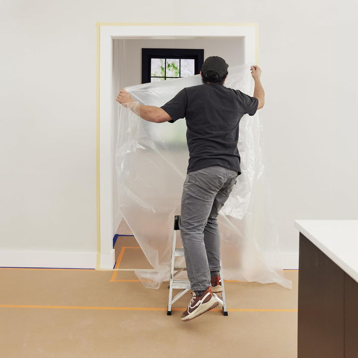 FrogTape DS 154 Premium Grade, Double-Sided Poly-Hanging Containment Tape, Sticks to Plastic Sheets, for Remodeling and Remediation, 48mm x 25yds, Natural, 1 Roll (105777)