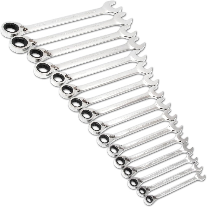 GEAWRENCH 16 Pc. Reversible Ratcheting Combination Wrench Set, Metric - 9602N
