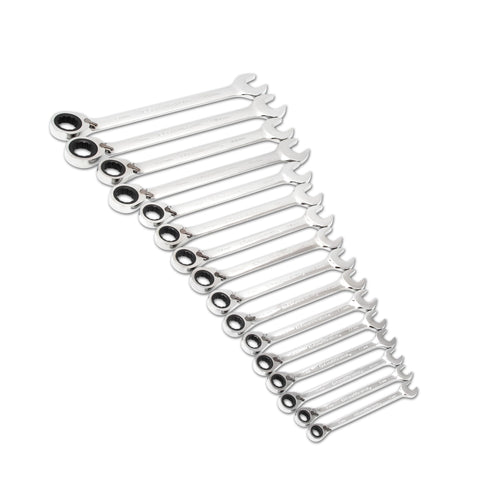 GEAWRENCH 16 Pc. Reversible Ratcheting Combination Wrench Set, Metric - 9602N