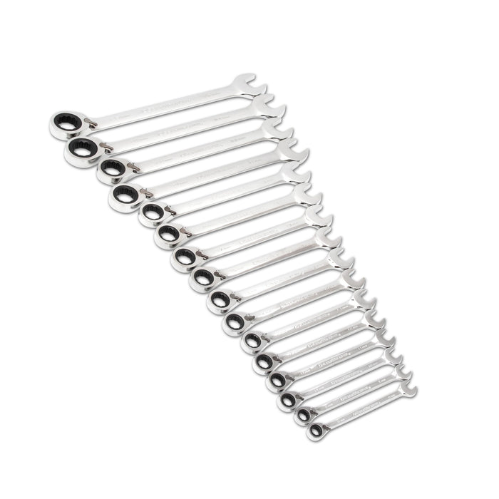 GEAWRENCH 16 Pc. Reversible Ratcheting Combination Wrench Set, Metric - 9602N