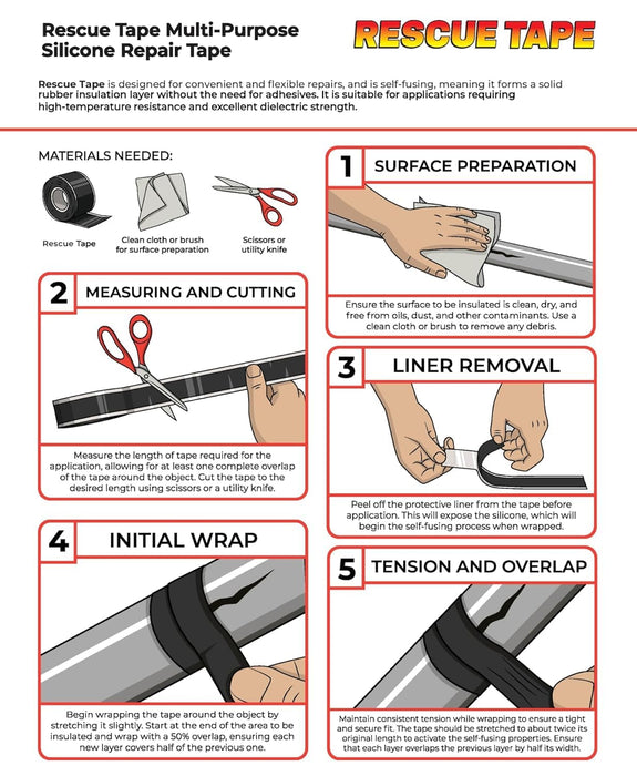 Bond It Rescue Tape, Self-Fusing Silicone Tape, Waterproof, 950PSI, Clear White, 1" x 36' x 20mil