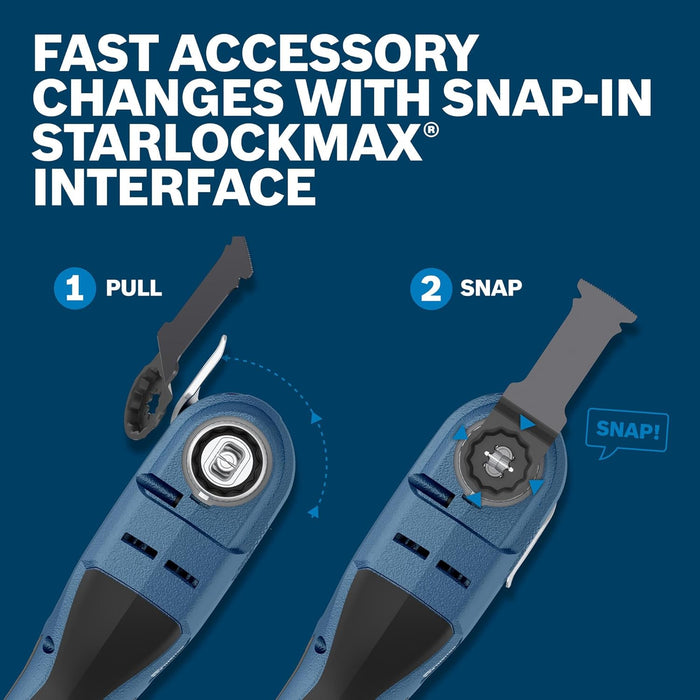 BOSCH GOP18V-40N 18V Brushless StarlockMax Oscillating Tool - Powerful 20,000 OPM, 6 Speed Settings, Auto-Stop, Ergonomic Design, Fast Accessory Changes, Ideal for Remodelers & Contractors