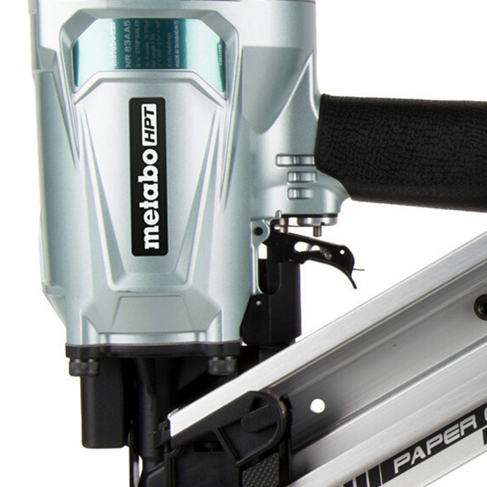 Metabo HPT Framing Nailer, Pneumatic, Accepts 30 Degree Paper Strip Collated Clipped Head Nails and 30 Degree Paper Strip Collated Offset Round Head Nails, 2-Inch to 3-1/4-Inch (NR83AA5)