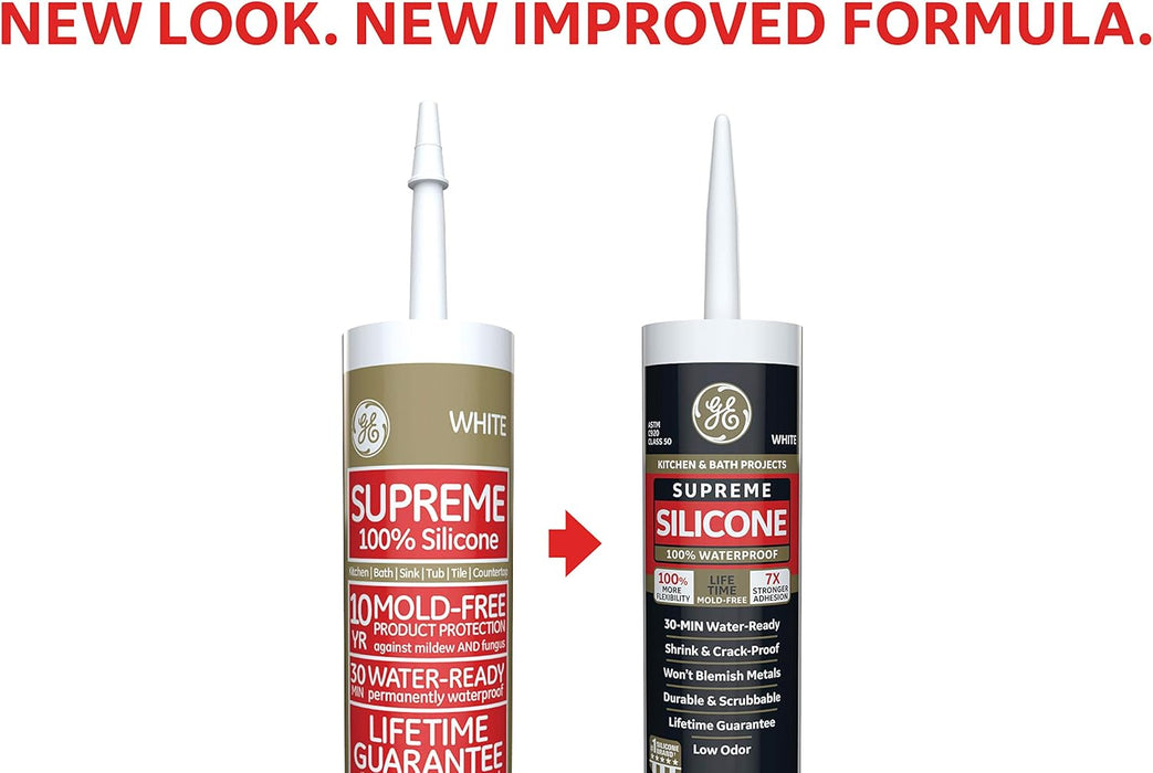 GE Sealants & Adhesives Supreme Silicone Kitchen & Bath Sealant, 10.1oz, Almond