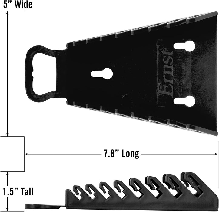 Ernst Manufacturing Gripper Reverse Wrench Organizer, 8 Tool, Black