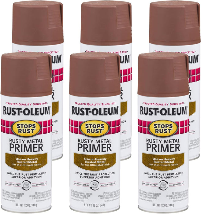 Rust-Oleum 7769830 Stops Rust Rusty Metal Primer Spray, 12 oz, Flat Red (Pack of 6)