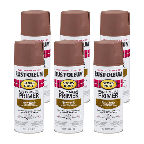 Rust-Oleum 7769830 Stops Rust Rusty Metal Primer Spray, 12 oz, Flat Red (Pack of 6)