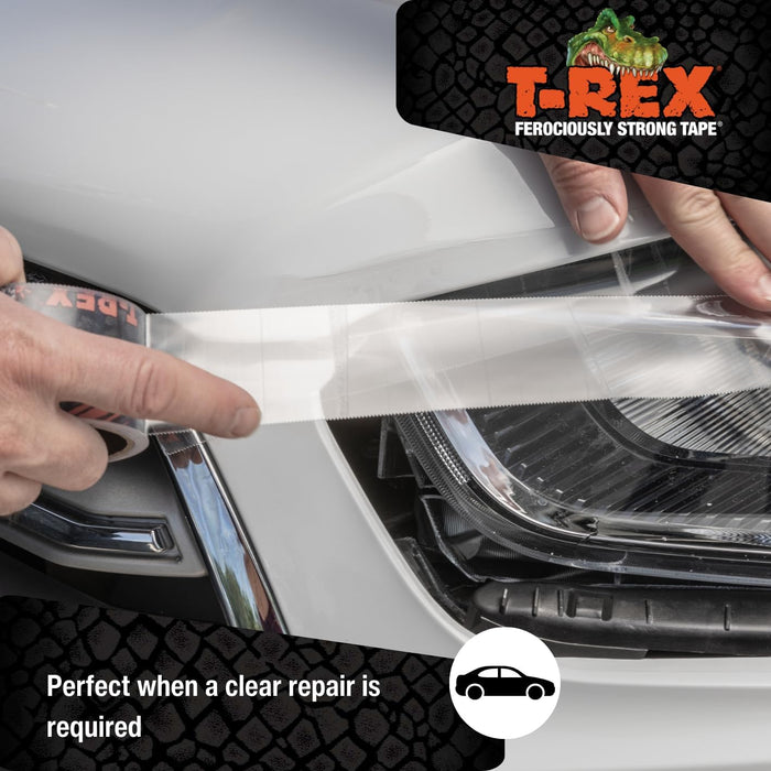 T-REX 241535 Ferociously Strong Repair Tape, Sticks to Wet Surfaces, All Weather and UV Resistant, 1.88" x 9 Yards, Clear, 1-Roll