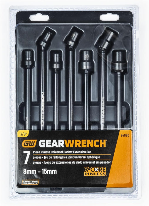 GEARWRENCH 7 Pc. 3/8" Drive 6 Pt. x-Core Pinless Universal Impact Metric Extension Socket Set - 84980