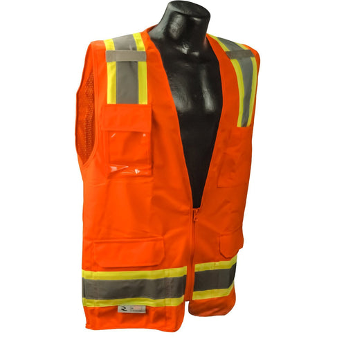 Radians SV6O5X Two Tone Surveyor Class 2 Safety Vest, 5X-Large, Orange