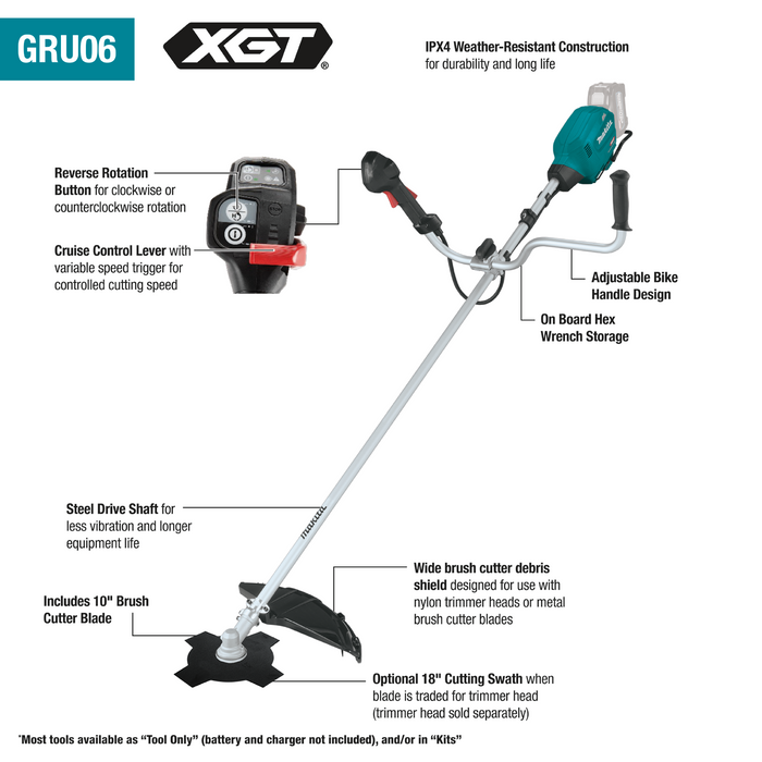 Makita (GRU06T) 40V max XGT Brushless Cordless Brush Cutter Kit (5.0Ah)