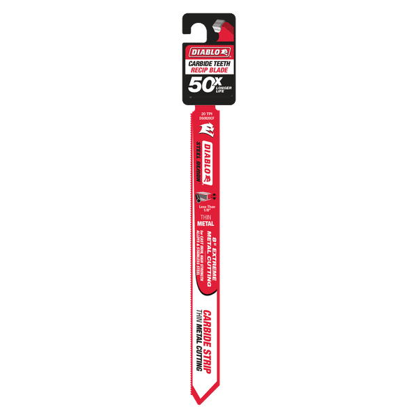Diablo DS0820CF Steel Demon Carbide Teeth Reciprocating Saw Blade for Thin Metal, 20TPI, 8"